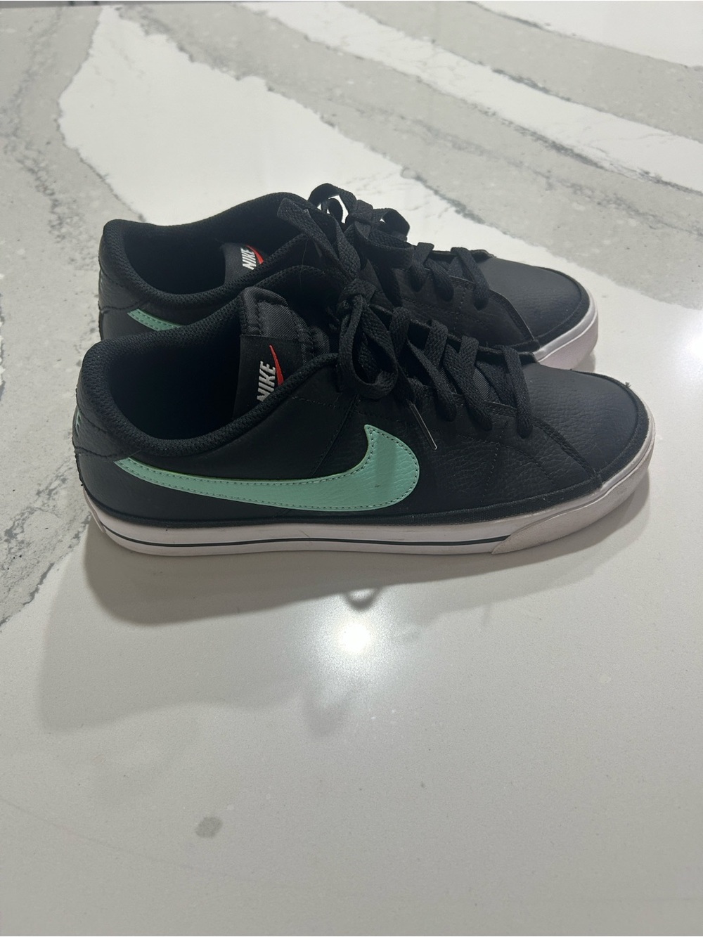 Nike Black Sneakers with Mint Green Swoosh